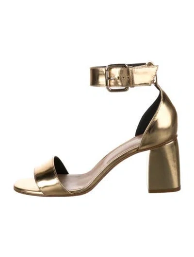 Pre-owned Red Valentino Patent Leather Sandals In Gold