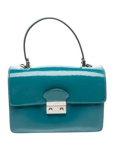 Pre-owned Red Valentino Patent Leather Top Handle Bag In Blue