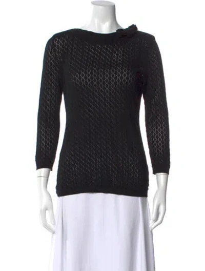 Pre-owned Red Valentino Patterned Bateau Neckline Sweater In Black
