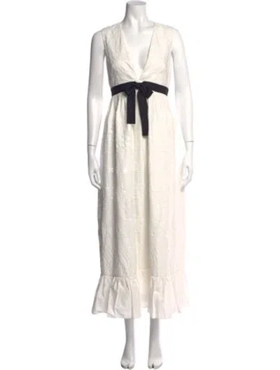 Pre-owned Red Valentino Patterned Long Dress In Neutrals