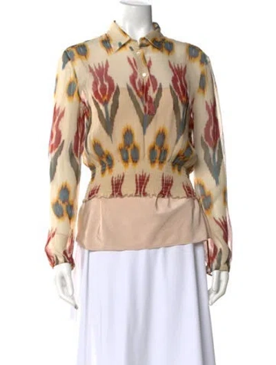 Pre-owned Red Valentino Patterned Long Sleeve Blouse In Multi