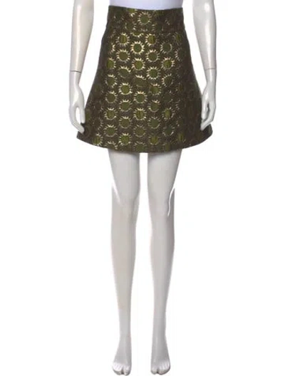 Pre-owned Red Valentino Patterned Mini Skirt In Green