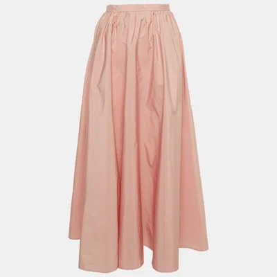 Pre-owned Red Valentino Pink Crepe Gathered Maxi Skirt Xs