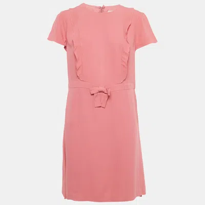 Pre-owned Red Valentino Pink Crepe Mini Dress L