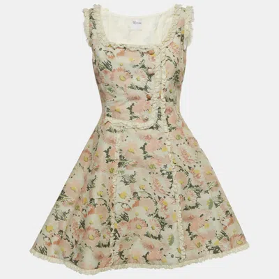Pre-owned Red Valentino Pink Floral Print Cotton Sleeveless Mini Dress S