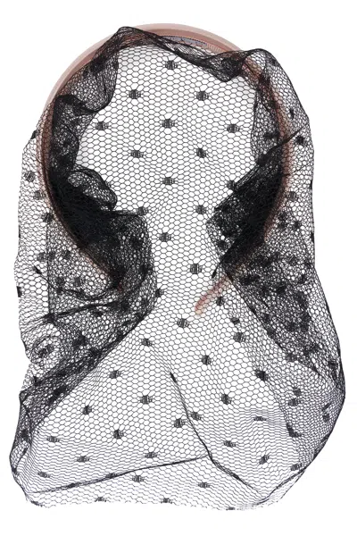 Red Valentino Pink Headband With Black Netting, Elegant And Versatile.