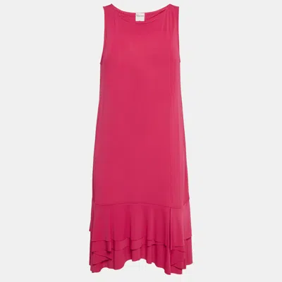 Pre-owned Red Valentino Pink Jersey Ruffle Hem Sleeveless Mini Dress L