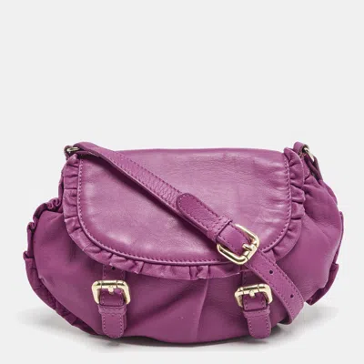 Pre-owned Red Valentino Pink Magenta Leather Ruffle Flap Crossbody Bag