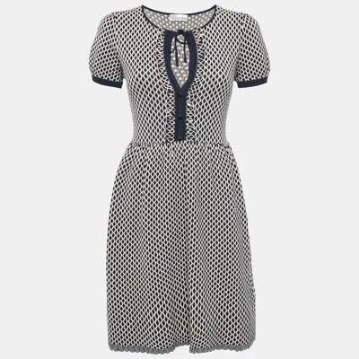 Pre-owned Red Valentino Pink/ Navy Blue Knit Mini Dress M