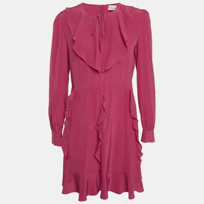 Pre-owned Red Valentino Pink Silk Ruffled Mini Dress M