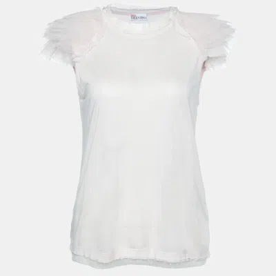 Pre-owned Red Valentino Pink Tulle Sleeve Jersey T-shirt L