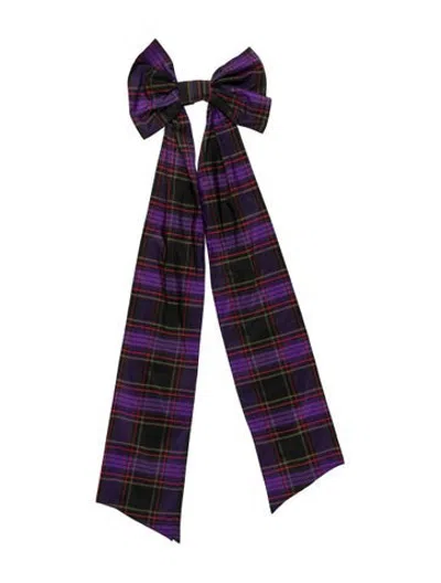 Pre-owned Red Valentino Plaid Bow Hair Clip W/tags In Purple