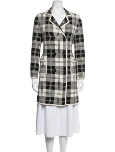 Pre-owned Red Valentino Plaid Print Coat In White