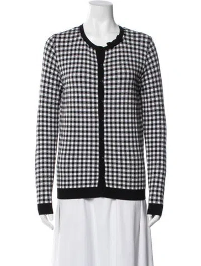 Pre-owned Red Valentino Plaid Print Crew Neck Sweater In Black