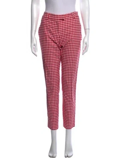 Pre-owned Red Valentino Plaid Print Straight Leg Pants In Red