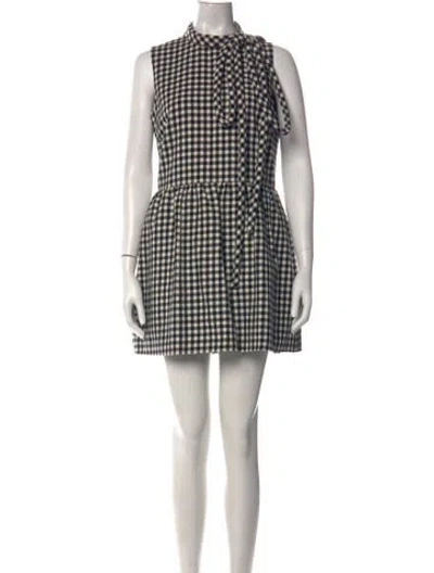 Pre-owned Red Valentino Plaid Print Tie Neck Jumpsuit In White