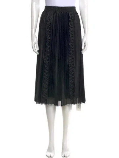 Pre-owned Red Valentino Pleated Accents Midi Length Skirt In Black