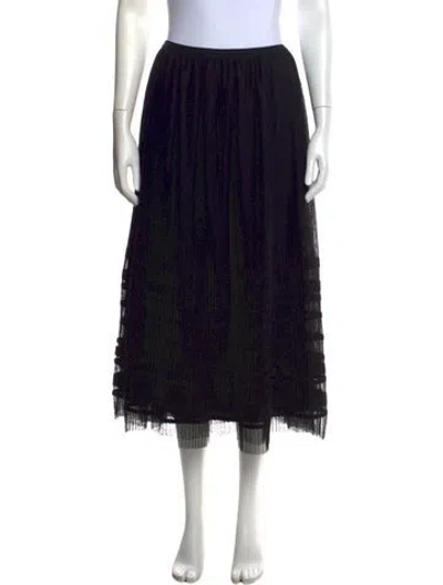 Pre-owned Red Valentino Pleated Accents Midi Length Skirt In Black