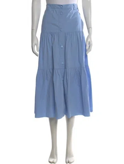 Pre-owned Red Valentino Pleated Accents Midi Length Skirt In Blue