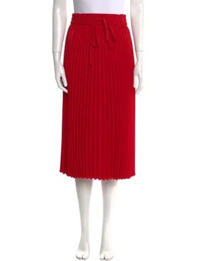 Pre-owned Red Valentino Pleated Accents Midi Length Skirt W/ Tags In Red