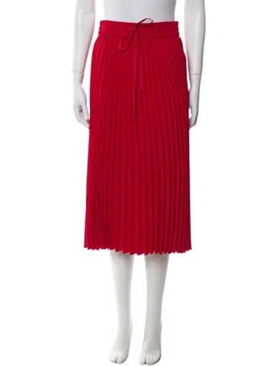Pre-owned Red Valentino Pleated Accents Midi Length Skirt W/ Tags In Red