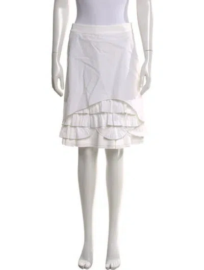 Pre-owned Red Valentino Pleated Accents Midi Length Skirt In White