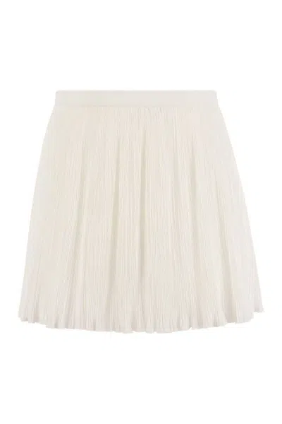 Red Valentino Pleated Cotton-blend Shorts In White