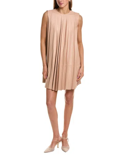 Red Valentino Pleated Leather Mini Dress In Neutral