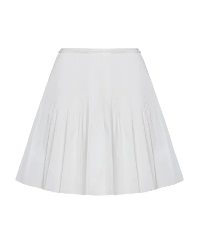 Red Valentino Pleated Taffeta Skirt In White