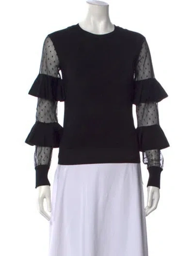 Pre-owned Red Valentino Polka Dot Print Crew Neck Sweater In Black