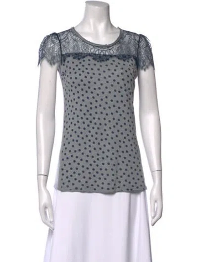 Pre-owned Red Valentino Polka Dot Print Crew Neck T-shirt In Grey