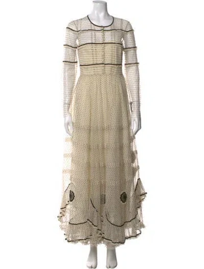 Pre-owned Red Valentino Polka Dot Print Long Dress In Neutrals