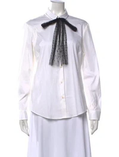 Pre-owned Red Valentino Polka Dot Print Long Sleeve Button-up Top W/ Tags In Neutrals