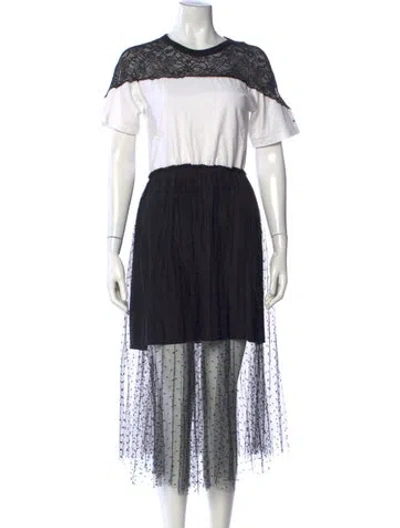 Pre-owned Red Valentino Polka Dot Print Midi Length Dress In Black