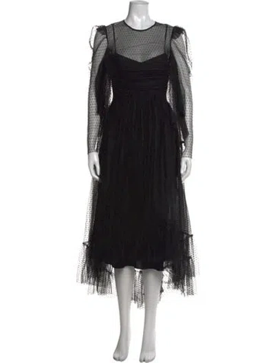 Pre-owned Red Valentino Polka Dot Print Midi Length Dress W/ Tags In Black