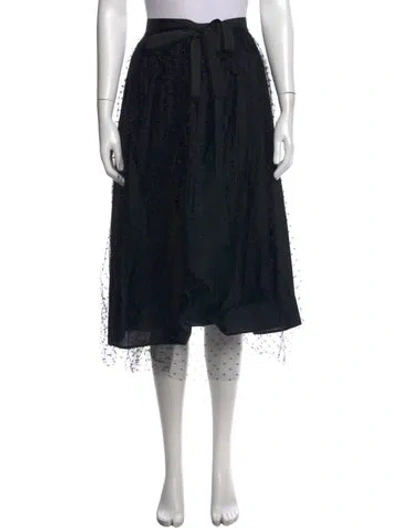 Pre-owned Red Valentino Polka Dot Print Midi Length Skirt In Black