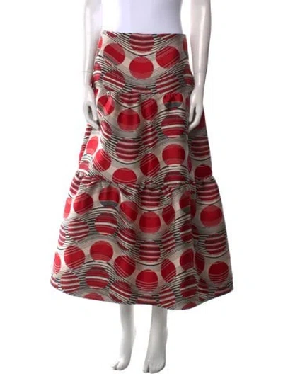 Pre-owned Red Valentino Polka Dot Print Midi Length Skirt W/ Tags In Red
