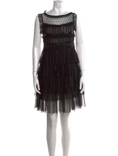 Pre-owned Red Valentino Polka Dot Print Mini Dress In Black