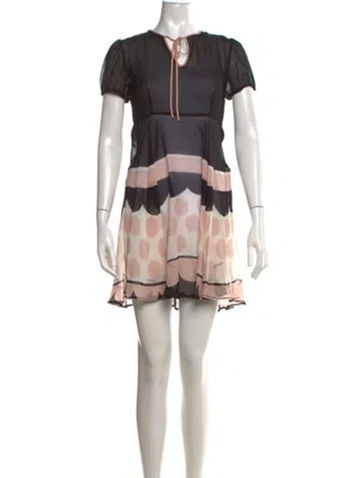 Pre-owned Red Valentino Polka Dot Print Mini Dress In Black