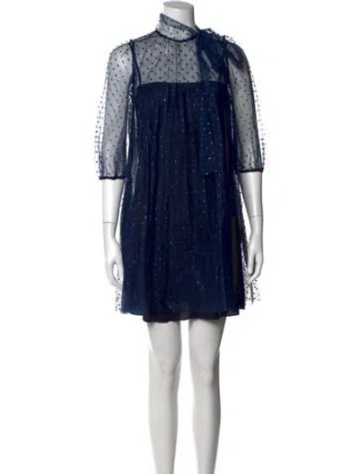 Pre-owned Red Valentino Polka Dot Print Mini Dress In Blue