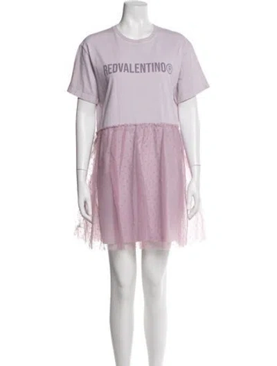 Pre-owned Red Valentino Polka Dot Print Mini Dress In Purple