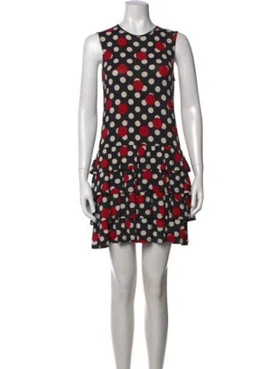 Pre-owned Red Valentino Polka Dot Print Mini Dress W/ Tags In Black