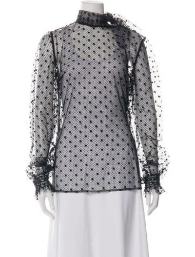 Pre-owned Red Valentino Polka Dot Print Tie Neck Blouse In Black