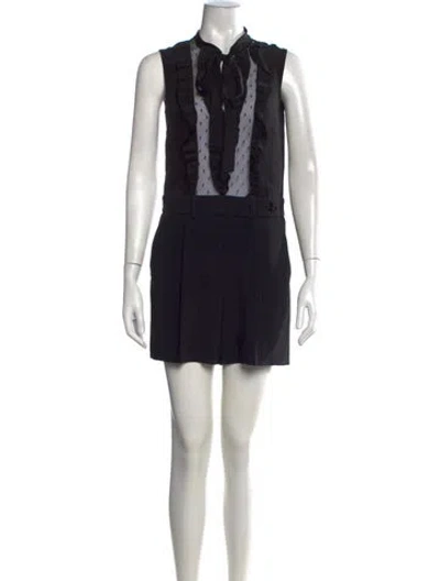 Pre-owned Red Valentino Polka Dot Print Tie Neck Jumpsuit W/ Tags In Black