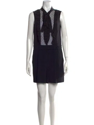 Pre-owned Red Valentino Polka Dot Print Tie Neck Jumpsuit W/ Tags In Black