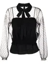 Red Valentino Polka Dot Transparent Blouse In Black