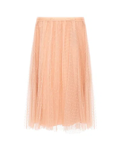 Red Valentino Polka Dot Tulle Layer Skirt In Neutral