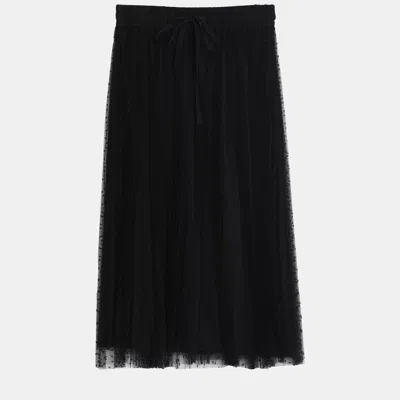 Pre-owned Red Valentino Polyester Midi Skirt 42 In Black