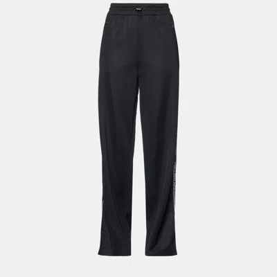 Pre-owned Red Valentino Polyester Straight Leg Trousers L In Black