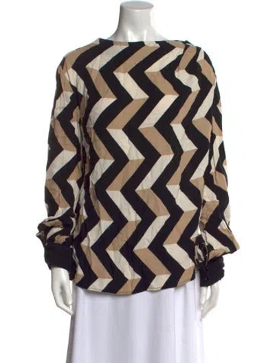 Pre-owned Red Valentino Printed Bateau Neckline Blouse In Neutral